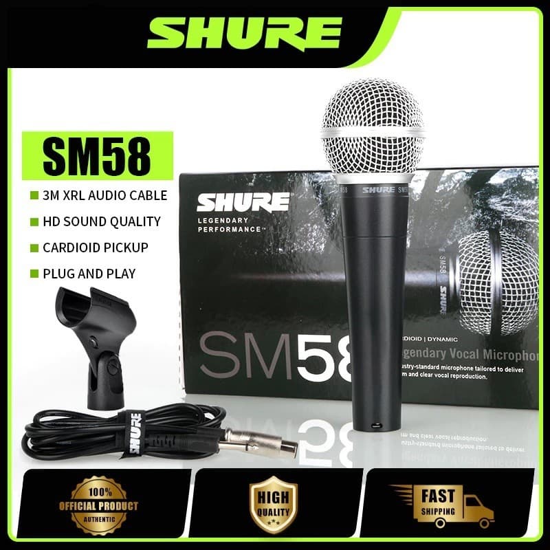 Microfone Dinâmico Shure SM58S Com Interruptor Liga/Desliga , Lendário Feito No México De Alta Qualidade