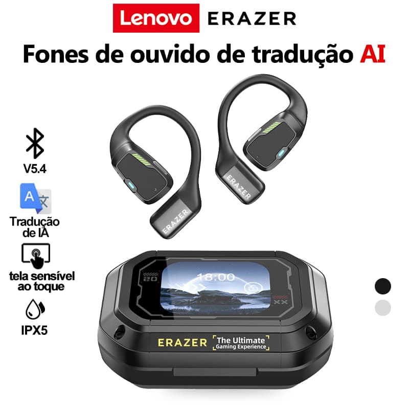 Lenovo ERAZER XP6 verdadeiro fone de ouvido sem fio bluetooth V5.4 AI tradução fone de ouvido bluetooth aberto pendurado