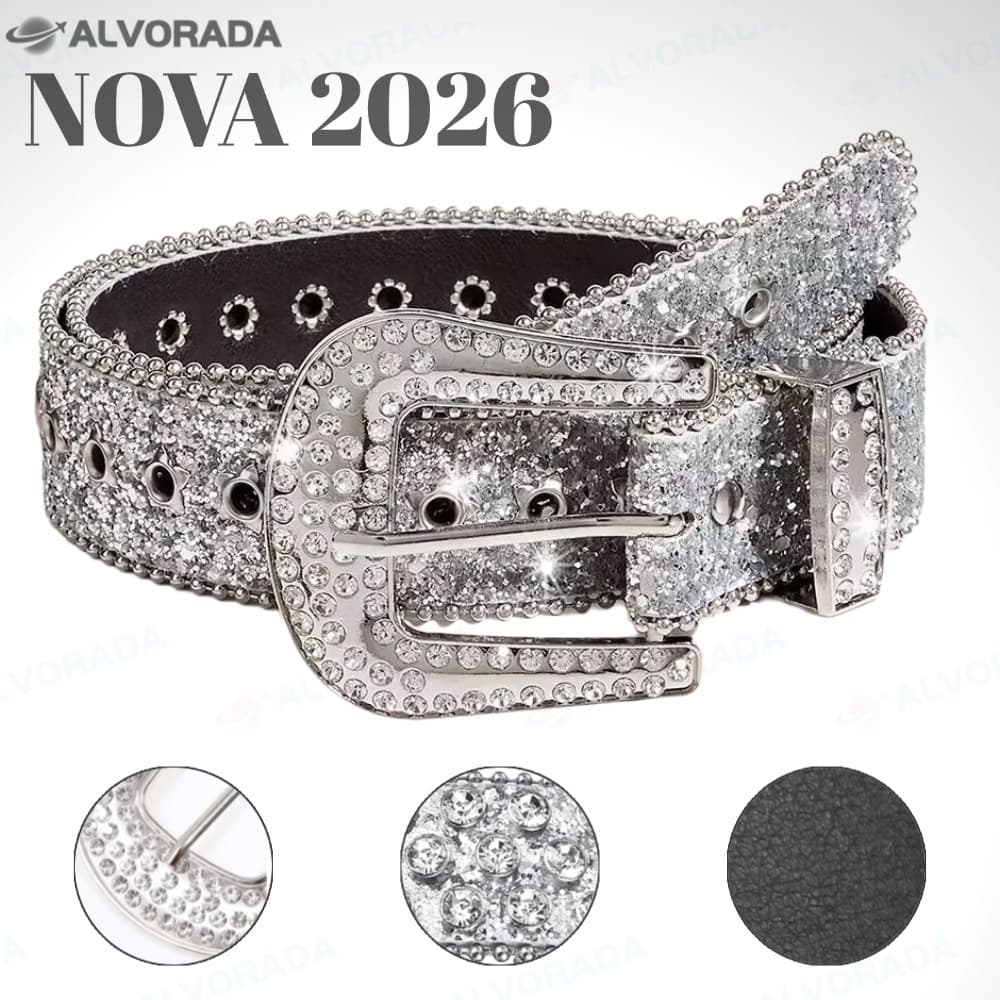 Cinto de Couro de Couro de Rhinestone All-match Fashion Rhinestone Decoração de Lantejoulas Estilo ins Style Feminino LV