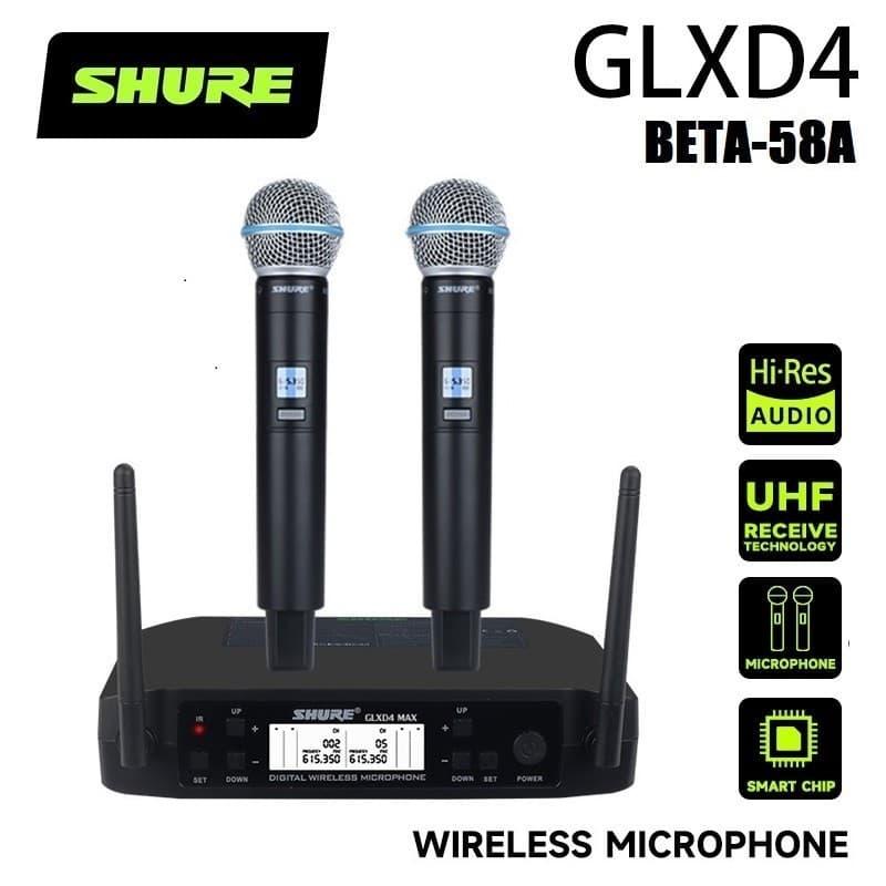 SHURE GLXD4-BETA58 Com 2 Microfones Sem Fio Oferece Som Claro , Puro E Reduz O Ruído , Tornando-ideal Para Apresentações