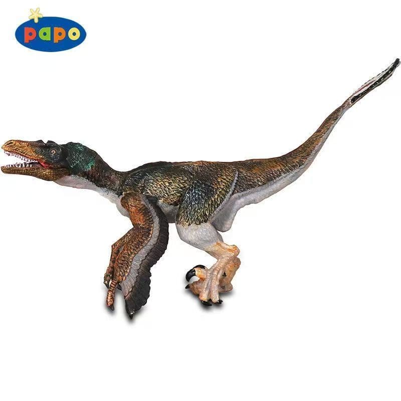 Figura de Dinossauro Velociraptor com Penas PAPO, Modelo Realista 11cm com Mandíbula Móvel, Brinquedo de PVC para Crianç