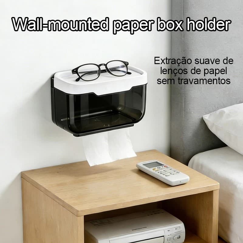 Porta Papel Higiênico de Parede Sem Furo Impermeável com Suporte para Celular e Prateleira Banheiro 2 Cores Entrega