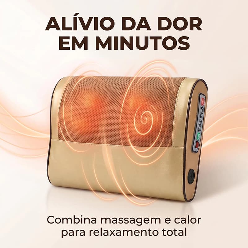 Massageador Shiatsu Profundo Série Premium Francês Toque Cristal Aquecimento Luz Vermelha 3 Velocidades Pescoço Lombar
