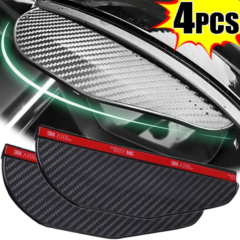 2/4 Pçs Universal Espelho Retrovisor Automático Chuvoso Escudo Guarda Do Carro Chuva Sobrancelha Fibra De Carbono Viseir
