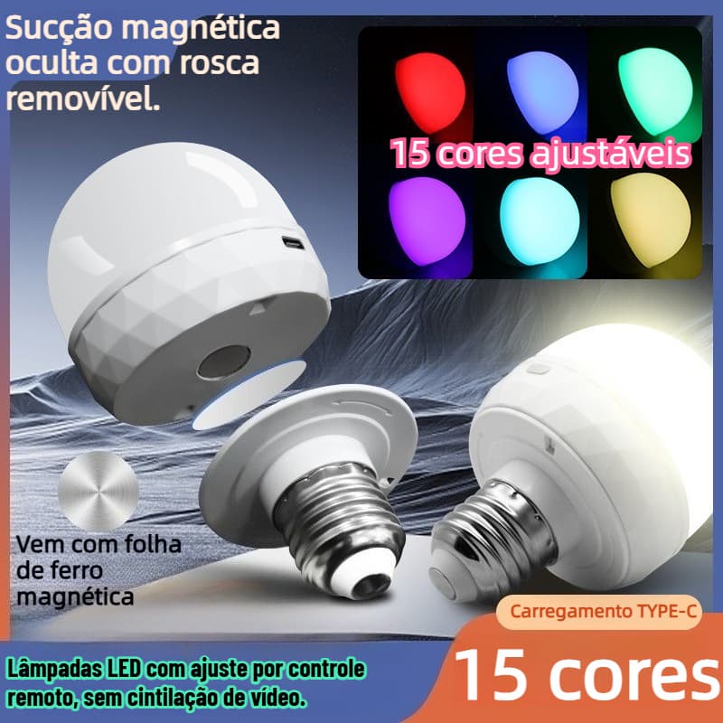 Lâmpada RGB Recarregável , Soquete E27 , Bola De Luz Magnética USB Com Controle Remoto