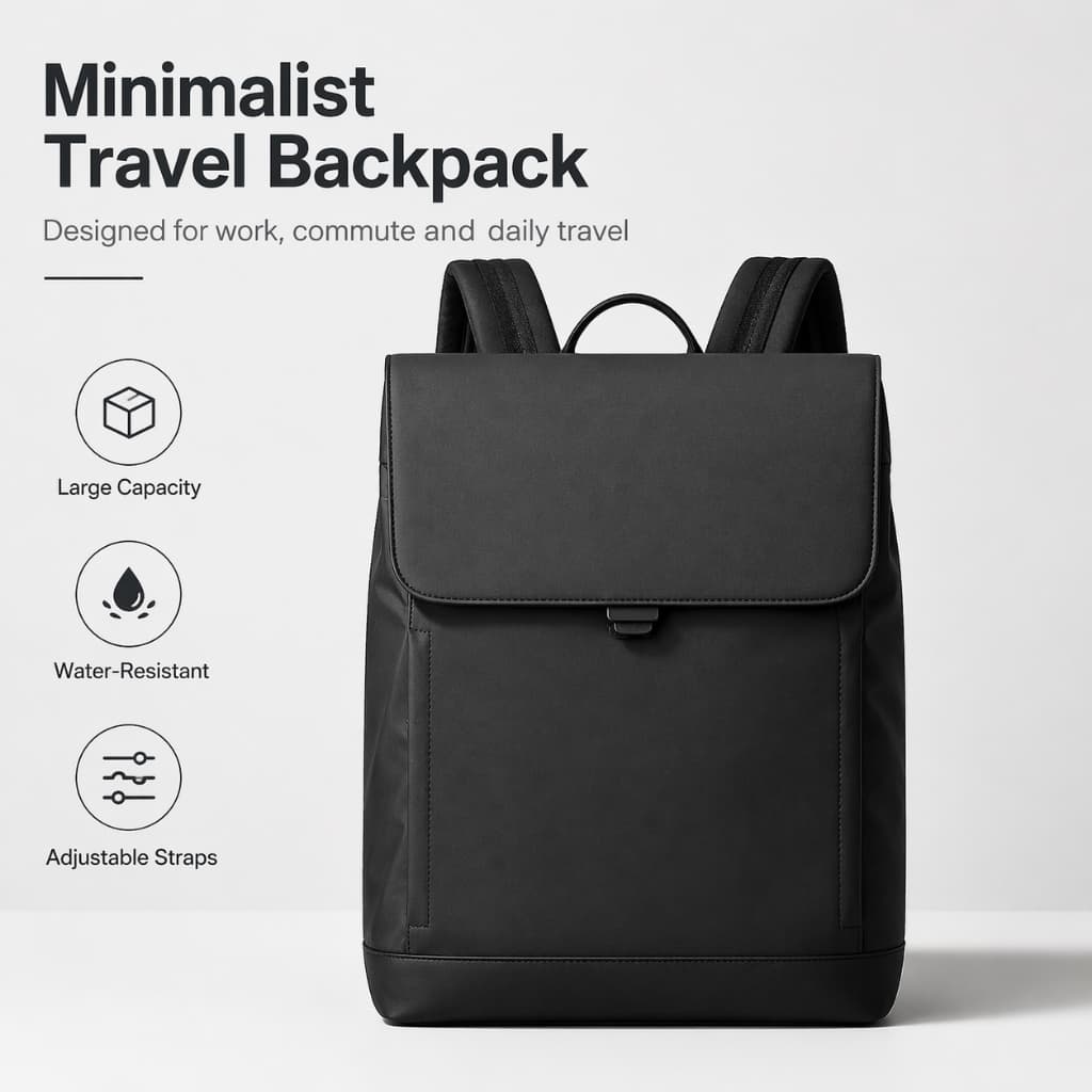 Mochila Minimalista Para Laptop , Grande Capacidade , Resistente À Água , Viagem , Trabalho , Bolsa Escolar