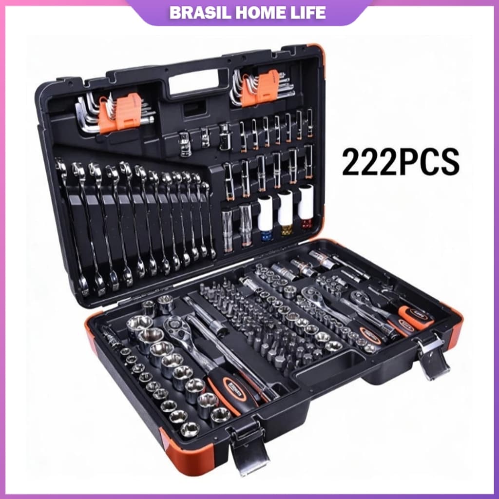 Kit 216/222 Ferramentas Master Oficina Maleta para Mecânico