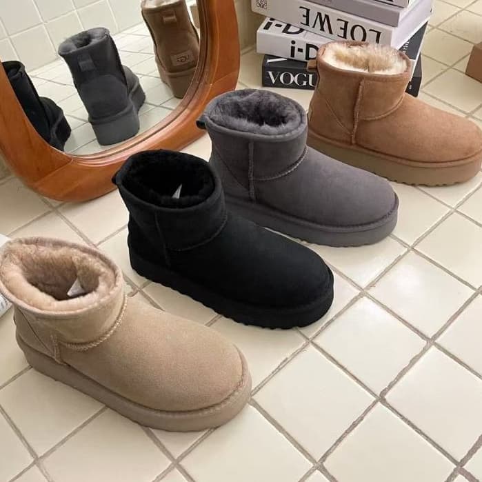 Botas De Neve De Sola Grossa Femininas Inverno Veludo Acolchoado Cano Baixo Sapatos Femininos De Algodão Quente