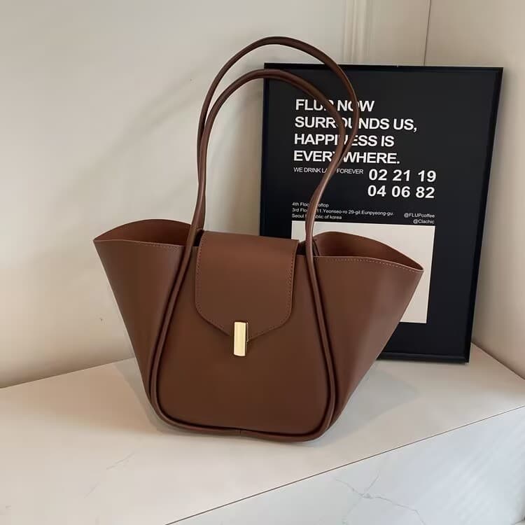 Bolsa feminina compras Casual estética única cor sólida sacola grande capacidade balde bolsa de ombro