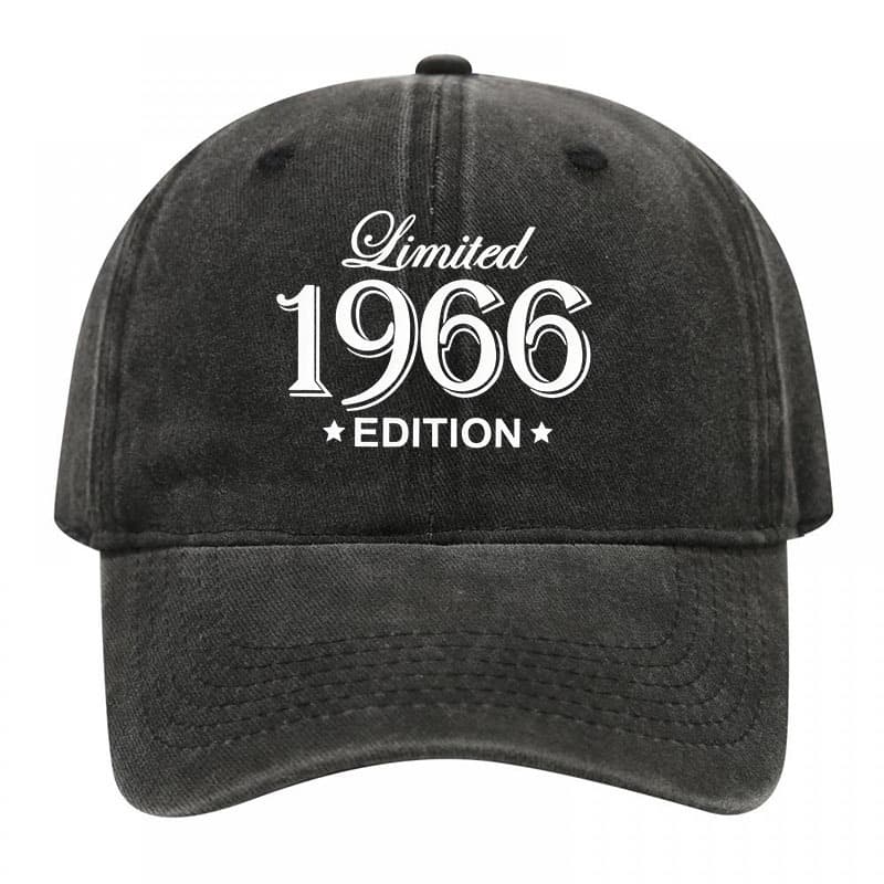 1Pc " Limited 1966 Edition " Boné De Beisebol Lavado Com Estampa Ajustável Unissex Vintage Chapéu De Sol De Aniversário
