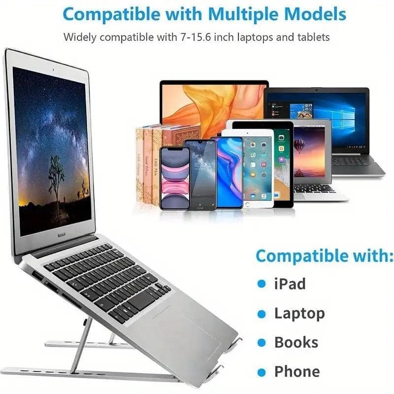 Suporte para Laptop com aumento de Rack de resfriamento, Material de alumínio/plástico, ajuste de 7 velocidades