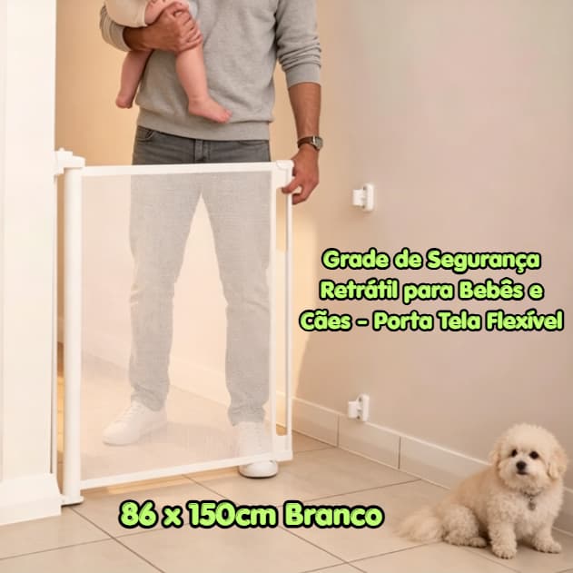Portão Segurança Tela Retrátil Infantil Pet Cães Extensível