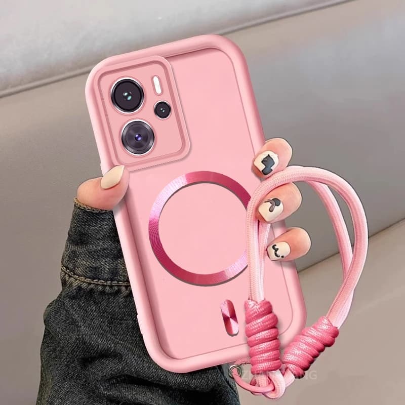 Capa Para Realme 14 5G Pro Plus 14T 5G Silicone TPU Estilo Fosco De Telefone Estética metal Magnético Novo design Corda