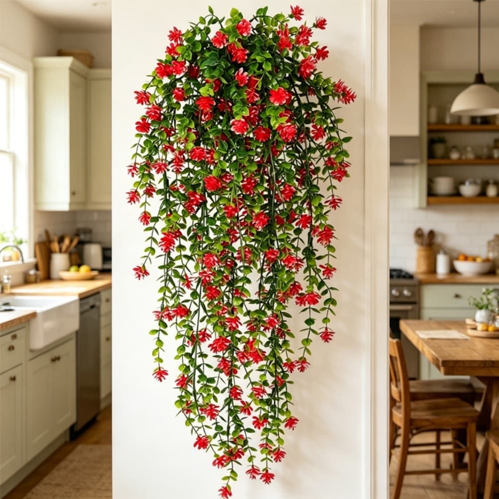 Pendurado Planta Artificial Fixado Na Parede Simulação Decoração Flores Tiras De Videira Do Quarto Casa Festa Janela Dec