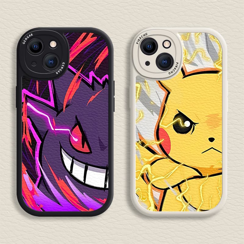 Capa iPhone Para 16/15/14/13/12 Mini/11 Promax Gengar & Pikachu Graffiti Street Style Macia 7/8 Plus/X/XR/Xs Max