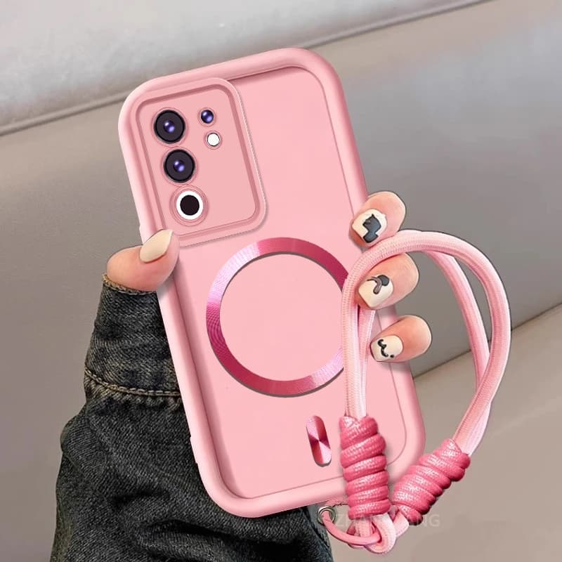 Capa Para vivo Y29 4G Silicone TPU Estilo Fosco De Telefone Estética metal Magnético Novo design Livre Requintado Pendur