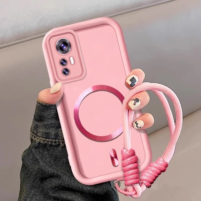 Capa Para XiaoMi 12 Lite 5G 12T Pro Silicone TPU Estilo Fosco De Telefone Estética metal Magnético Novo design Corda Sus