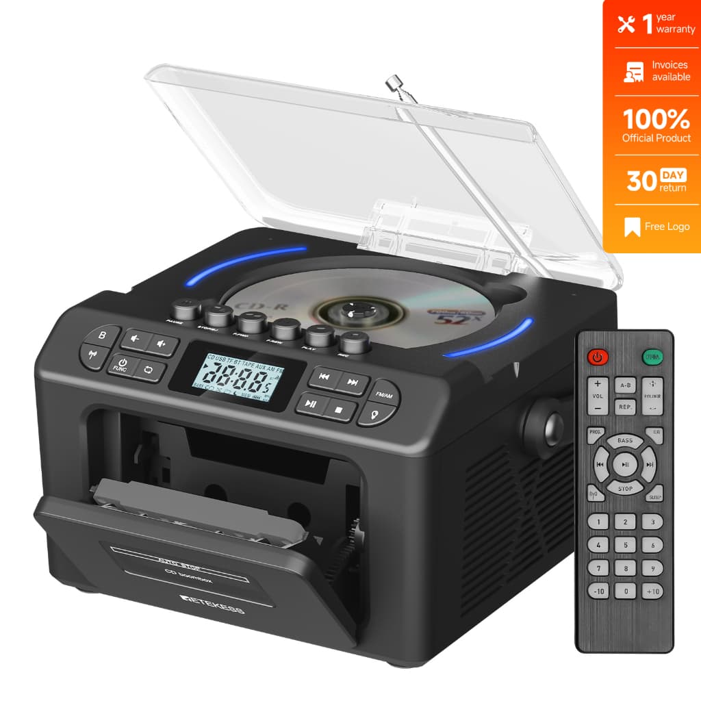 RETEKESS TR642 Bluetooth CD Player Boombox Com Reprodutor De Cassetes Rádio AM FM Para Cozinha E Jardim