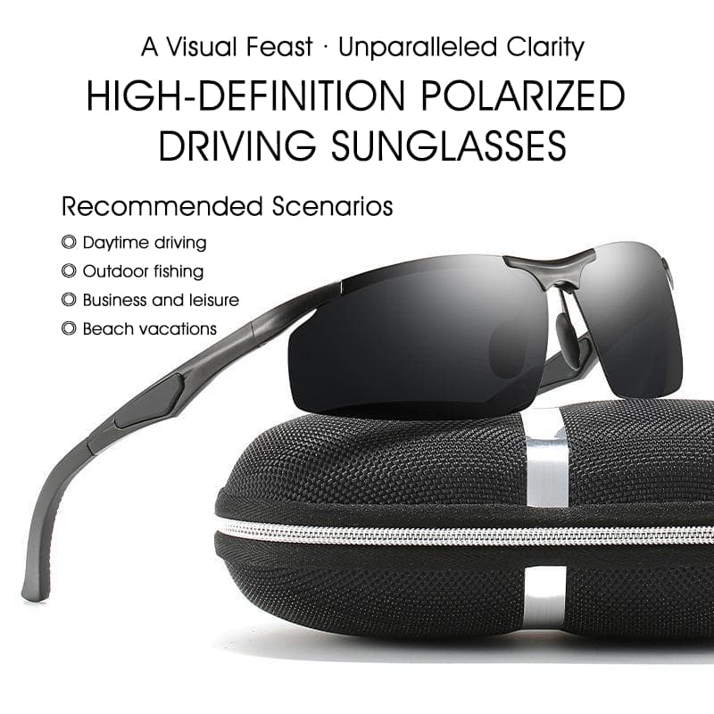 Óculos de sol polarizados com armação de alumínio masculina da moda UV400 Óculos universais para esportes de negócios