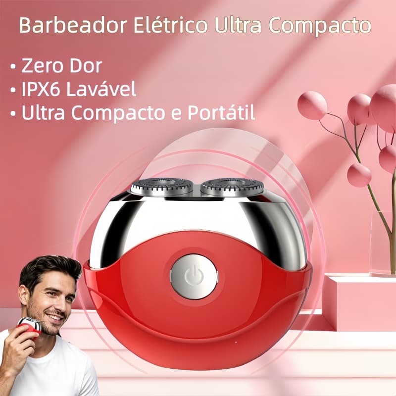 Barbeador Elétrico Masculino Portátil 2 Lâminas Rotativas Carga Rápida Viagem e Casa IPX6