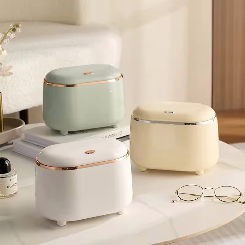 Lata De Lixo De Mesa Tipo Push , Balde De Armazenamento De Centro Doméstico Estilo Luxuoso Acessível Com Tampa , Caixa O