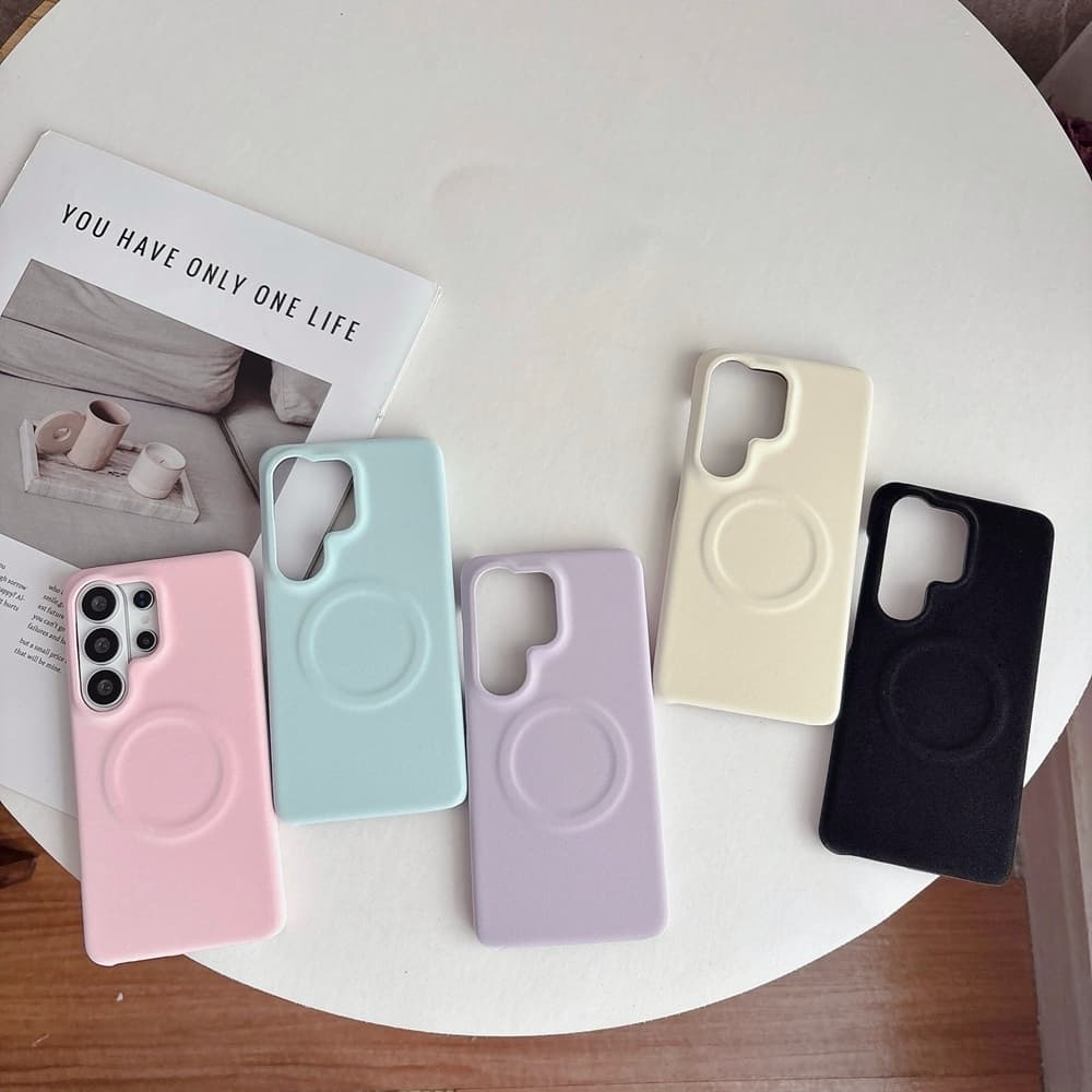 Capa De Telefone De Couro PU De Camurça Magnética Para Samsung Galaxy S24 S25 S26 Bordas Ultra Vazias Forro De Microfibr