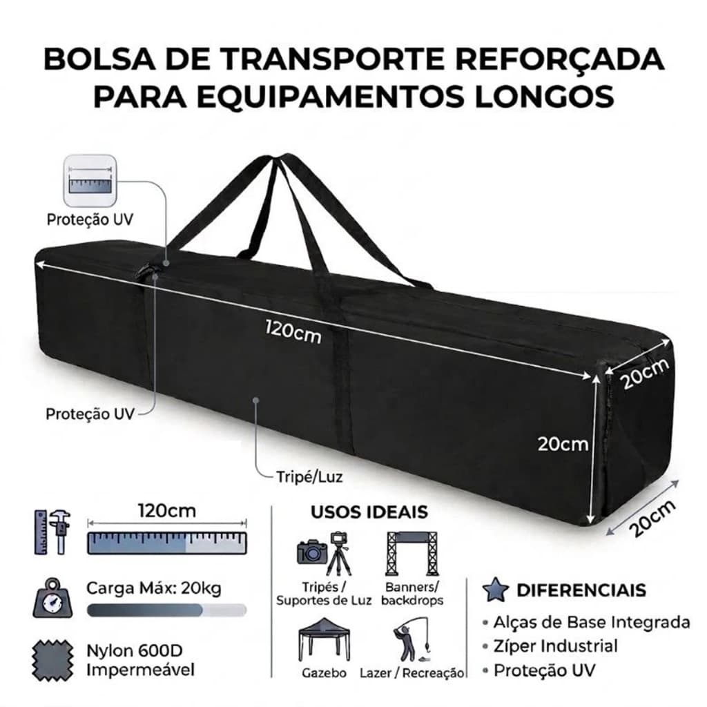 Bolsa Capa De transporte de Tenda sanfonada Gazebo P/Tripés Pedestal instrumental 1,20