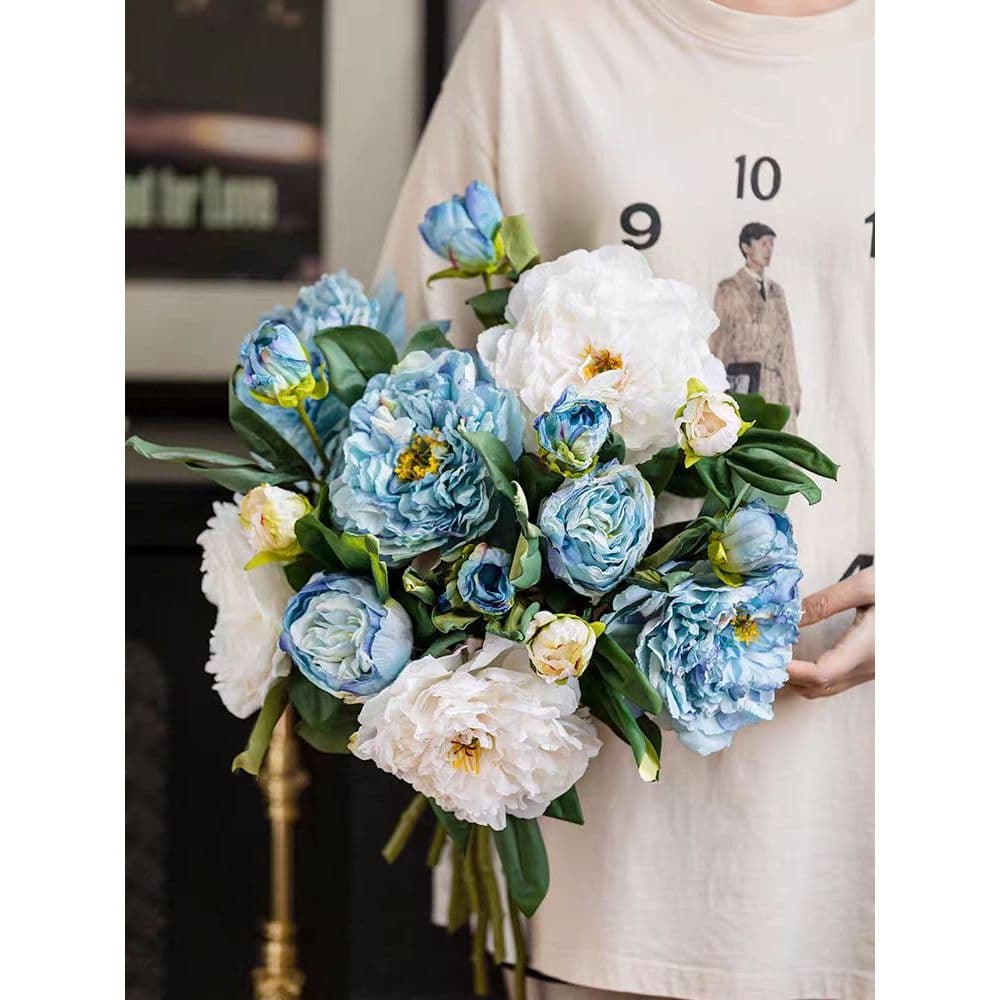 Instantâneo / Retro Focal Peony Simulação Bouquet / Mesa de jantar Sala de estar decoração peças