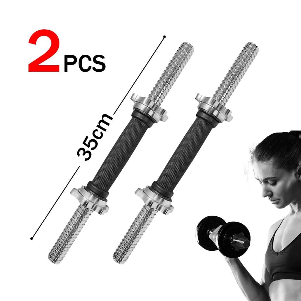Barra Halter 35cm De Inox Com Rosca Sem Anilha Antiderrapante Rosca Direta Maciça Biceps Supino Agachamento Crucifixo 2u