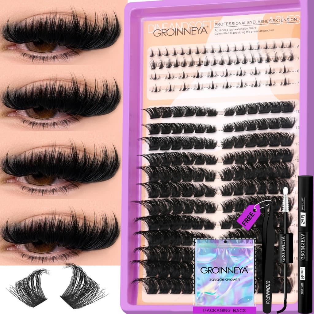 Kit De Extensão De Cílios DIY Clusters De Volume Com Pontas Inferiores Extensões Finos Ligação E Pinça De Vedação