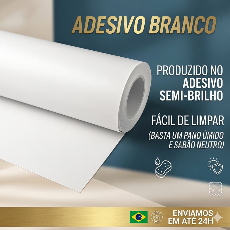 Adesivo de Vinil Lavável Branco | Impermeável, Antifungo, Ideal p/ Móveis e Eletrodomésticos