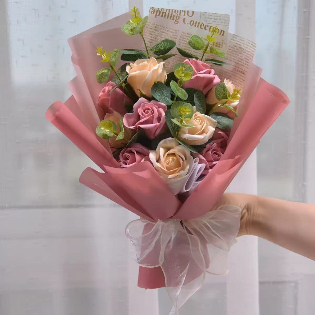 Instantâneo / girassol full-star rosa cravos sabão buquê de flores secas