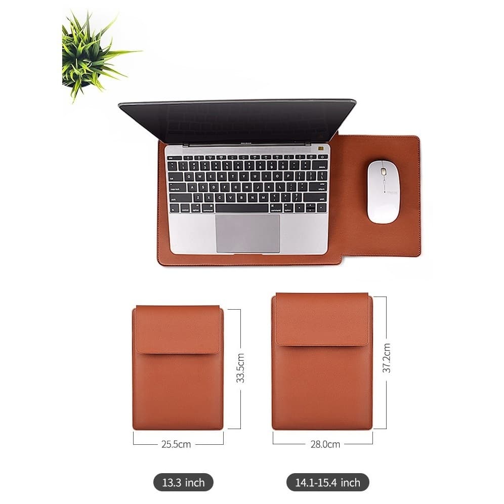 Bolsa Multiuso Para Macbook air M2 13.6 13/14/15/16 Polegadas Capa De Couro PU Com Suporte De Mouse Pad