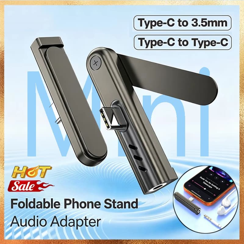 Adaptador Dobrável Tipo C De Carregamento Rápido De 240 W , Conversor De Áudio Multifuncional USB Para 3.5 Mm De Telefon