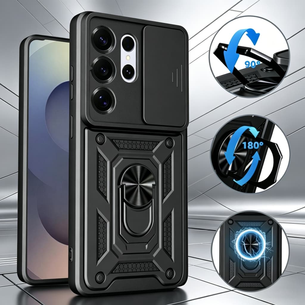Para Samsung Galaxy S26 S25 S24 S23 S22 Ultra Plus S26 S25 Edge S26 S25 FE À Prova De Choque Slide Lente Armadura Capa