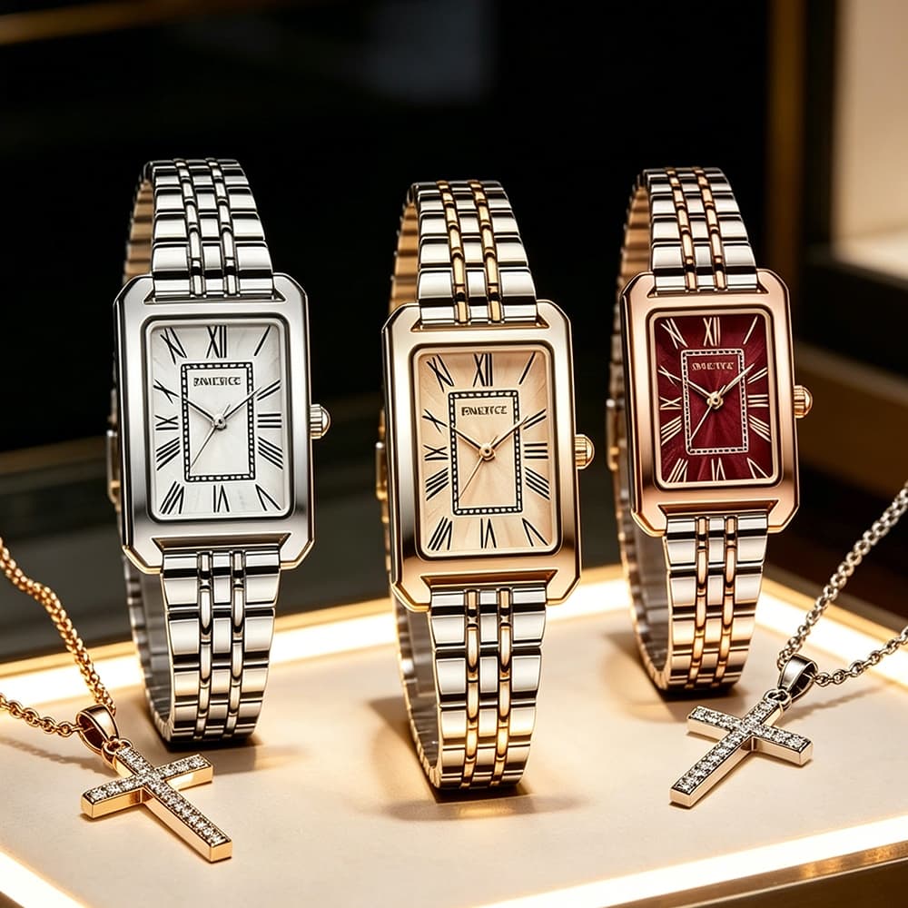 Relógio Quadrado Quartz Feminino À Prova D'água Liga Vidro  temperado Fashion Acessório Elegante