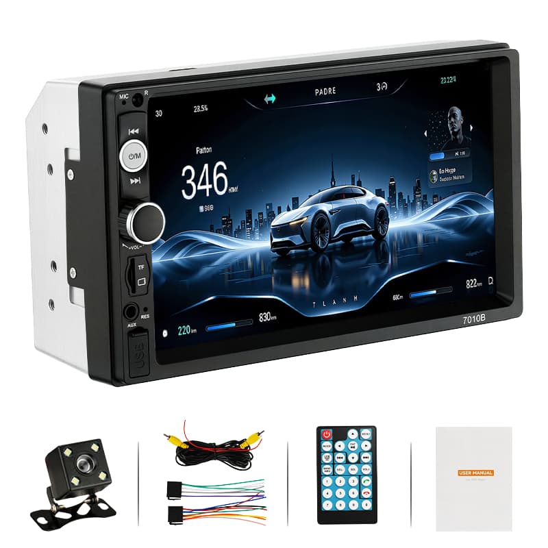 Reprodutor MP5 Para Carro Com Tela De Toque HD De 7 " , Rádio Estéreo Bluetooth , Câmera Traseira , Link De Espelho De T