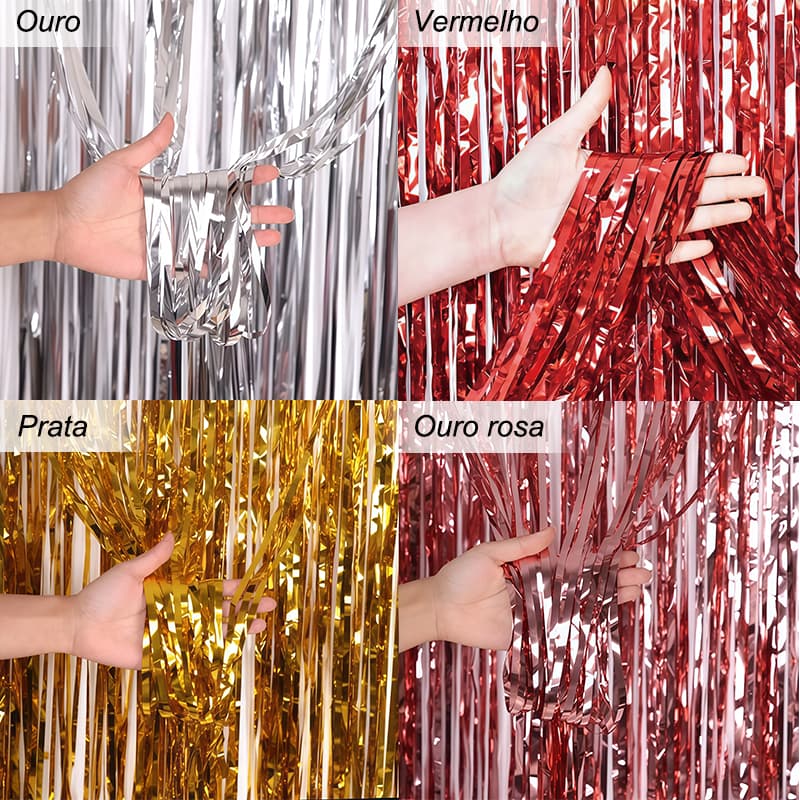 Cortina colorida de Metal com borla 2mx1m decorações para festas e eventos