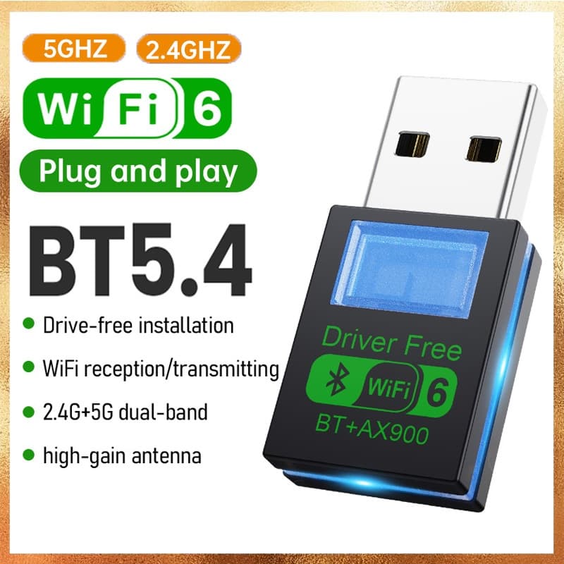 Adaptador USB Wi-Fi 6 AX900 , Bluetooth 5.4 , Banda Dupla , 2.4G E 5GHz , Placa De Rede Sem Fio , Receptor Wlan , Dongle