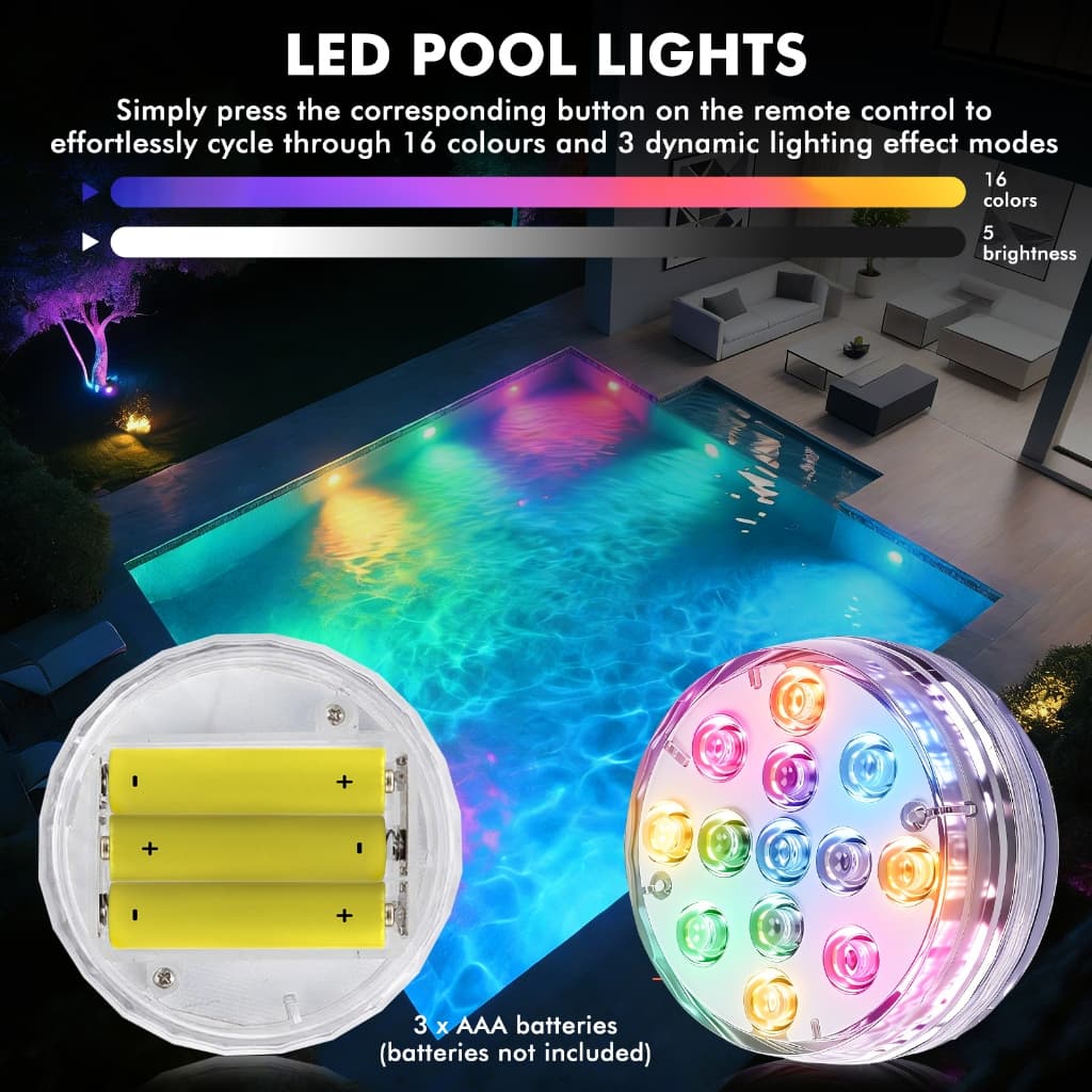 LED Luz Subaquática RGB Lâmpada Submersível Colorida Com Controle Remoto + Ventosa Para Piscina