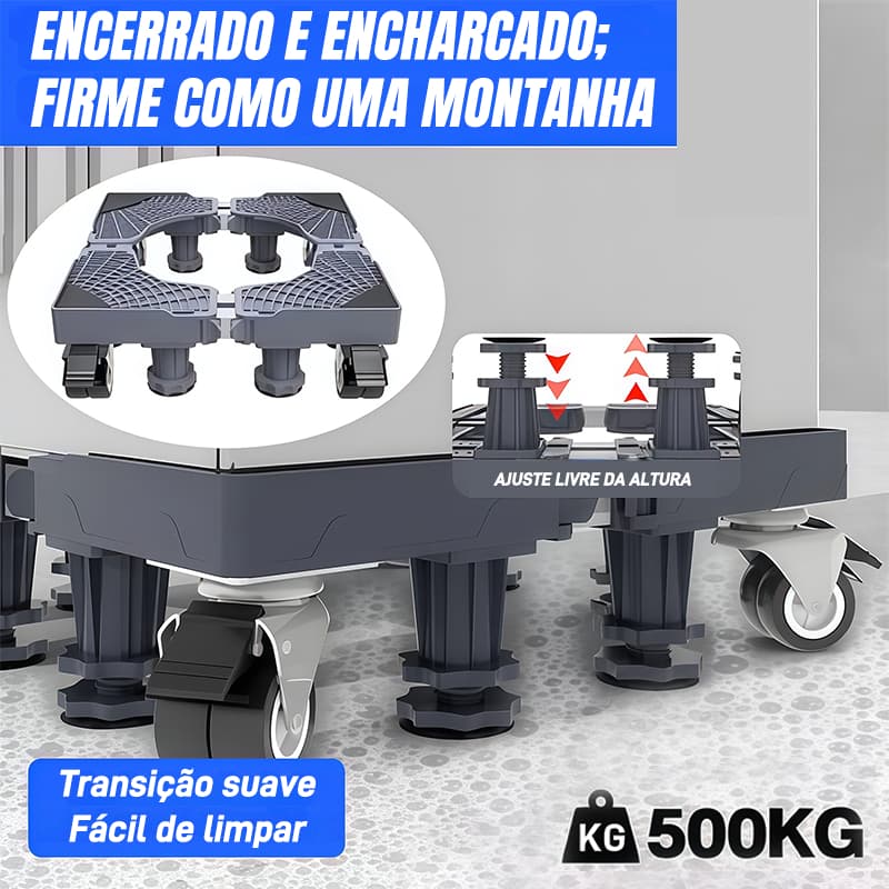 Suporte Para Geladeira / Maquina De Lavar E Fogão Inox Com Rodinhas Base Carrinho Móvel Flexível
