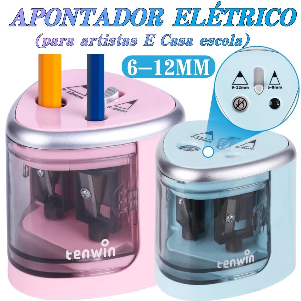 Apontador Elétrico Furo Duplo Lápis de 6-12mm para estudantes para artistas E Casa escola