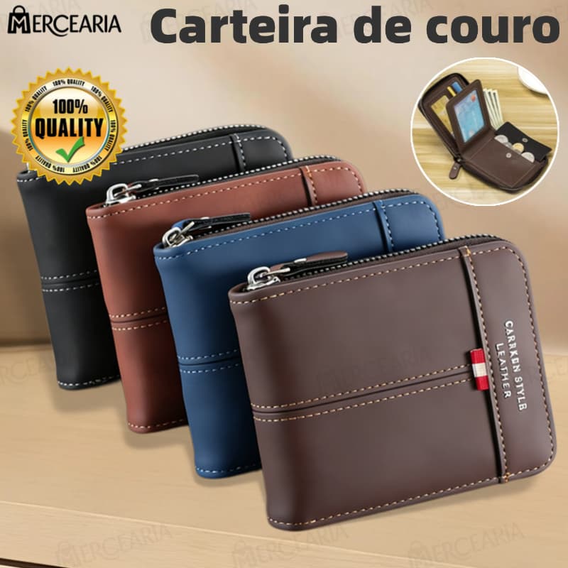 Novo Estilo Carteira de Couro Multifuncional com Zíper e Porta-Cartões de Identidade Lazer Grande Capacidade Carteira-MC