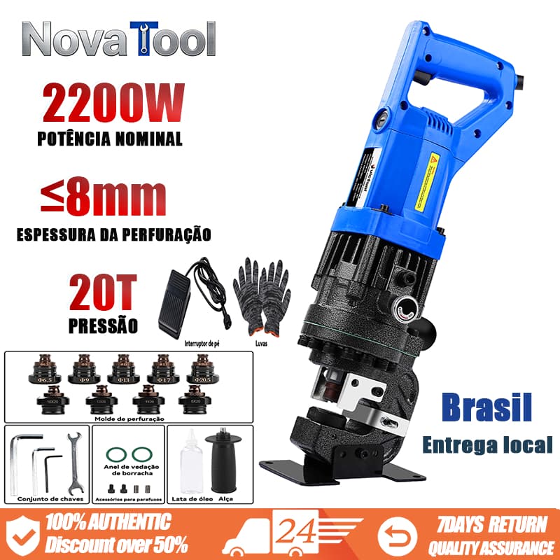 Furadeira hidráulica elétrica para metal, 2200W 110V, com 9 conjuntos de moldes.