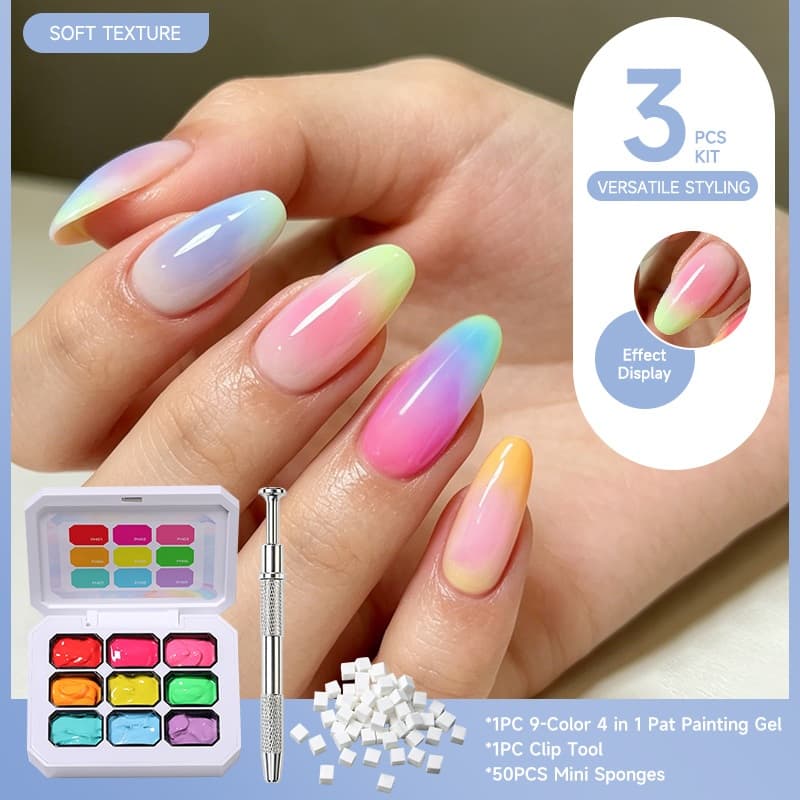 UR Açúcar 4 Em 1 Pat Gel Unha Polonês Fácil Gradiente Pintura Para DIY Francês Prego Sólido UV Arte Com Esponja Grabber