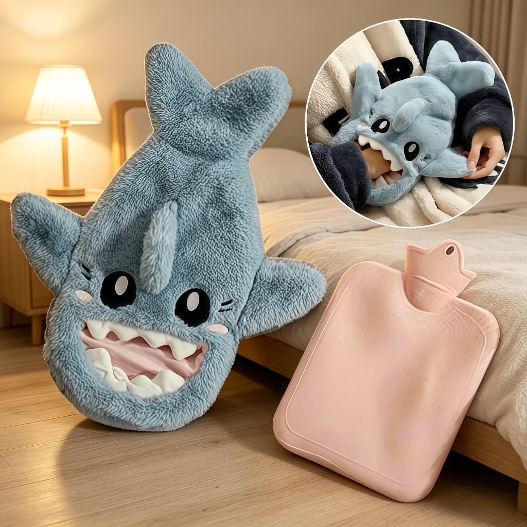 1000ML Bolsa De Água Quente de Tubarão Aquecedor de Mãos de Pelúcia Para Inverno