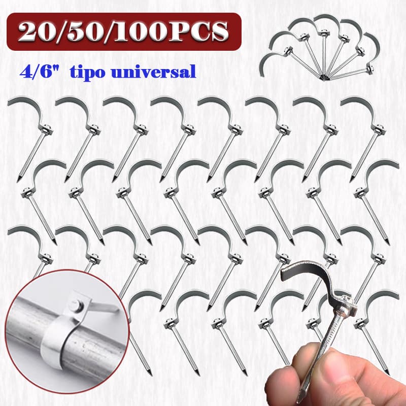 20/50/100 Pcs Prego de Gancho Curvo Tipo J Galvanizado - Fixação Segura para Encanamento 4/6" Universal