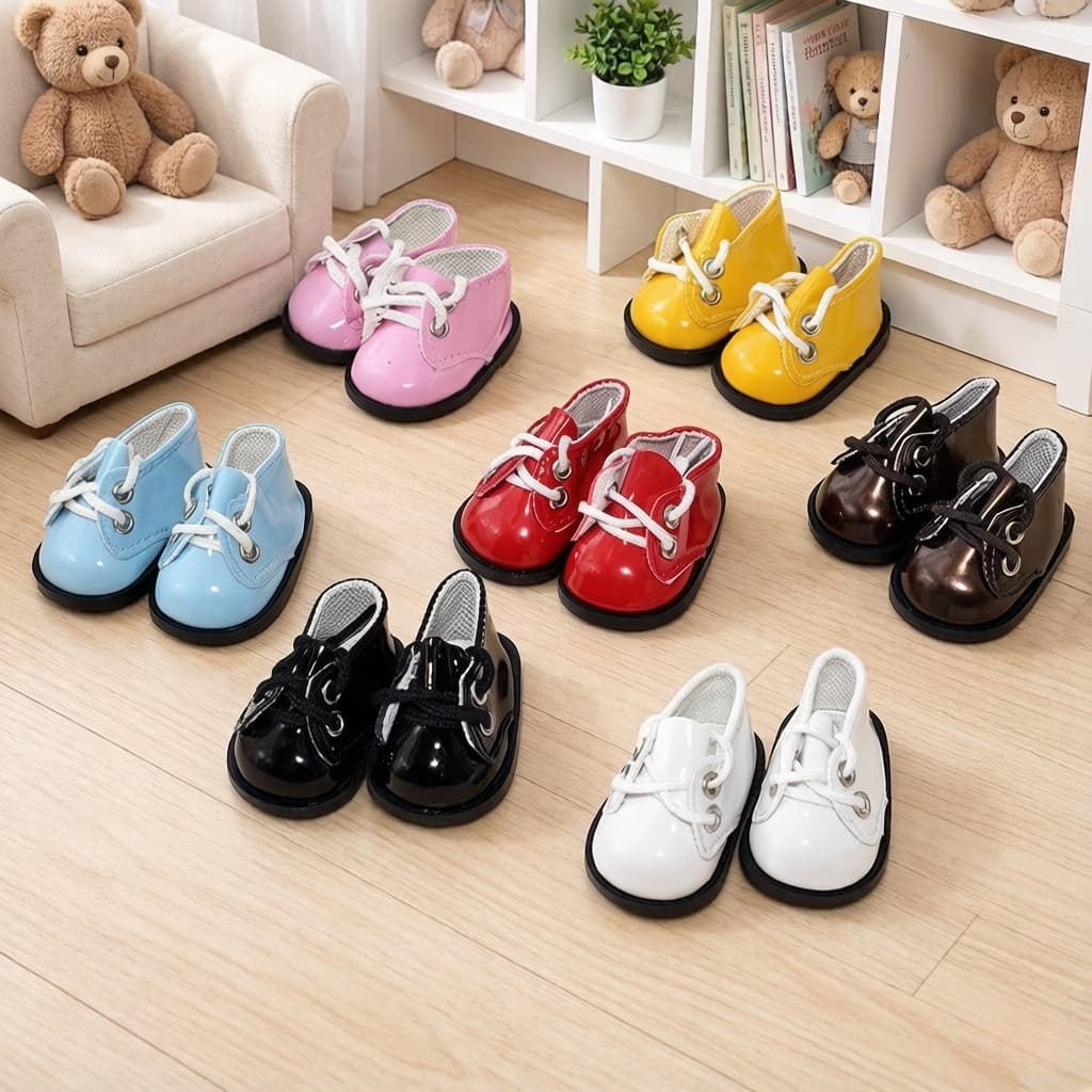 Sapatos de boneca de algodão de 20 cm, boneca de pelúcia, sapatos pequenos de couro, acessórios para bonecas