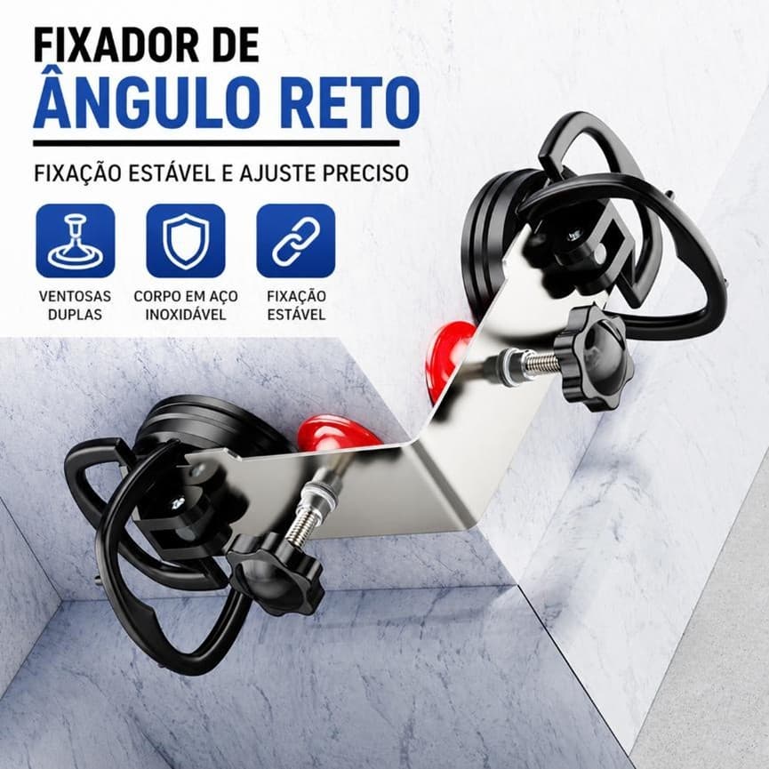 Fixador de Ângulo Reto 90° com Ventosas Duplas Forte Sucção Nivelador para Azulejos Vidro Instalação