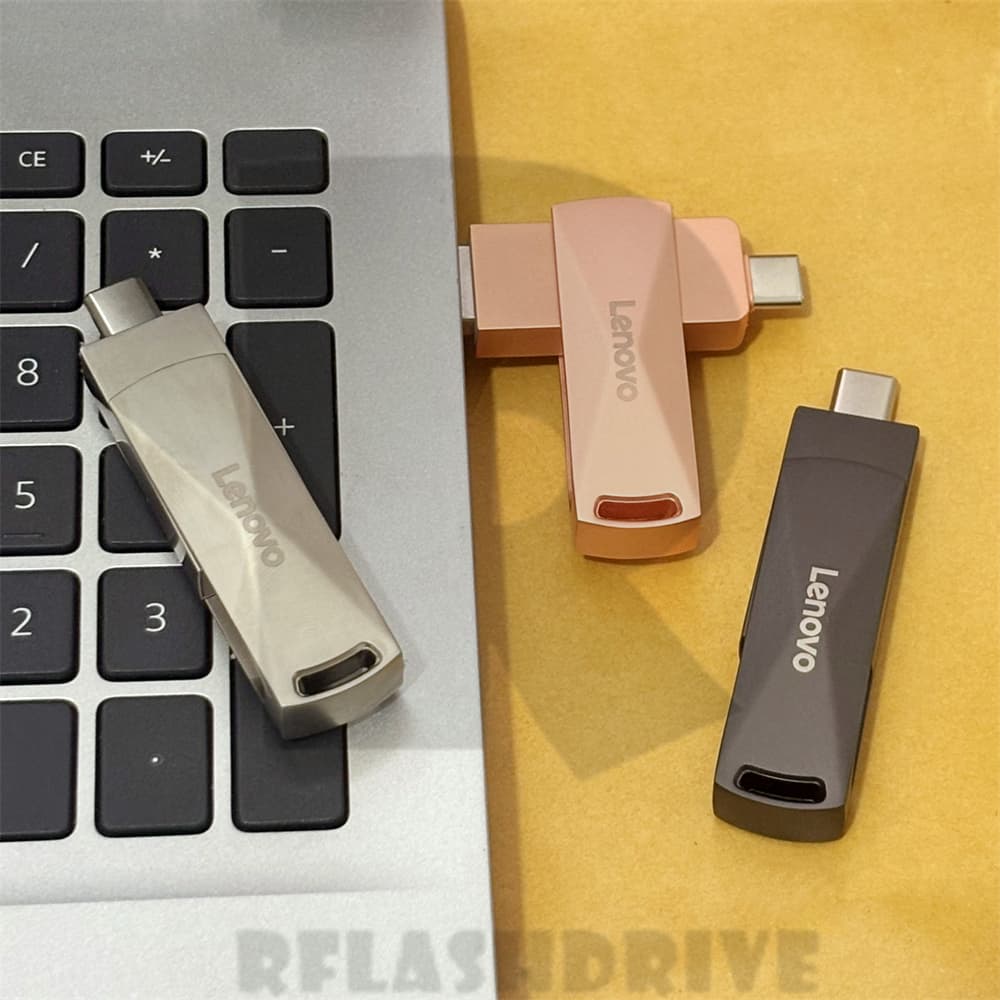 Unidade Giratória De Alta Velocidade De Metal Tipo C E USB Lenovo 2 Em 1 Com Pendrive De 2 Tb De Grande Capacidade Flash